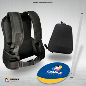 Mochila Pirulito TNT e Nylon Preto 1,5cm (largura) x 50,0cm (Altura) x 36,0cm (compri 4x4 Brilho Grátis - PVC (pirulito) adesivado (personalizado com sua logo) NOVIDADE! acompanha bolso para panfletos ou squeeze.